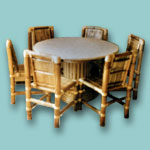 Dining table with bamboo dining chairs