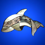Shell brooches crafted in dolphin design