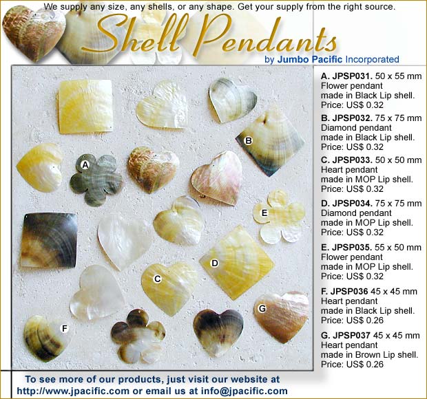 Shell Pendants:Flower pendant,Diamond pendant,Heart pendant.